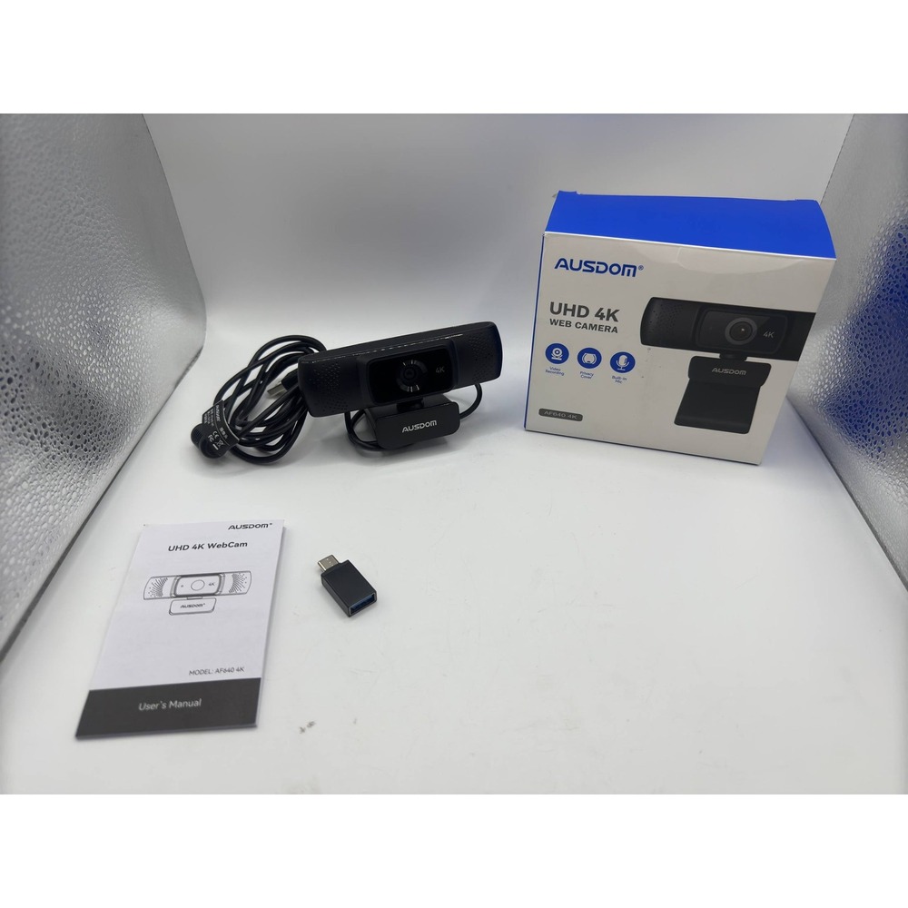 AUSDOM UHD 4K Webcam AF640 4K Plug Play Built in Mic Privacy Cover USB